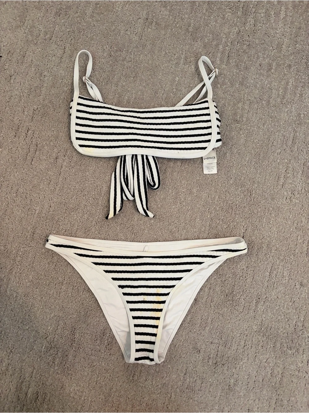 l*space White Bikini Top with Black Trim